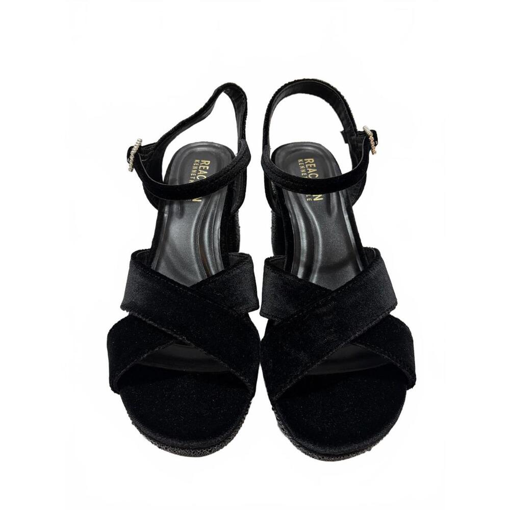 Kenneth Cole Reaction Reeva Platform Black Heeled Sandals Size 8